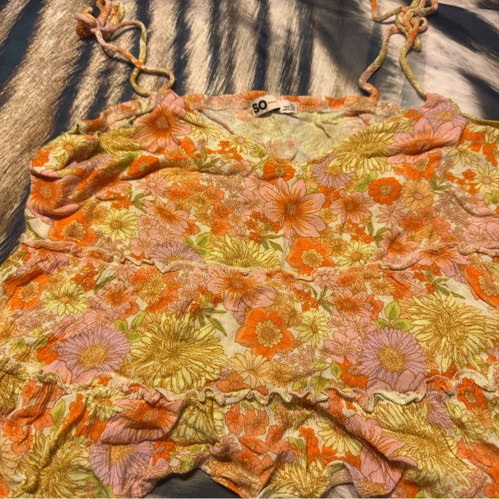 SO Floral Women's Top - Orange and Pink